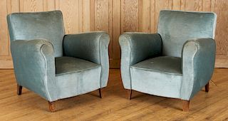 PAIR UPHOLSTERED FRENCH BOUDOIR CHAIRS CIRCA 1940
