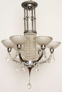 UNUSUAL FRENCH ART DECO CHANDELIER GLASS SHADES