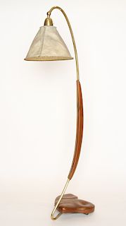 CARVED WOOD BRASS NATURALISTIC FLOOR LAMP