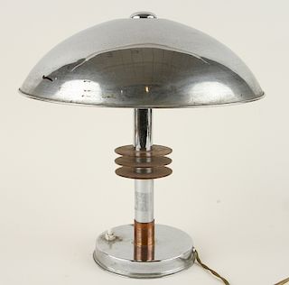 MID CENTURY MODERN CHROME & COPPER TABLE LAMP