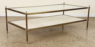TWO TIER BRASS GLASS TOP COFFEE TABLE C.1960