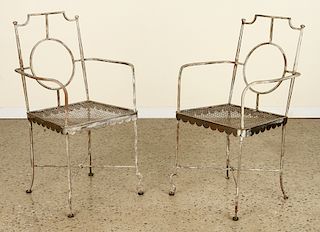 PAIR WROUGHT IRON CHAIRS BY GILBERT POILLERAT