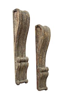 Pair of English Georgian Carved Wood Brackets