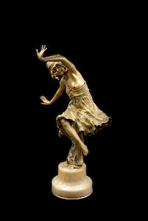 Art Deco Dancing Gypsy Girl Bronze Sculpture Monginot