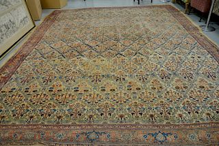 Bidjar Oriental carpet (some wear, small edge hole, small patches). 12'4" x 16'3"