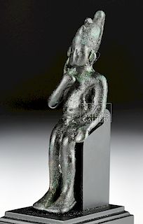 Egyptian Bronze Figure - Seated Harpocrates