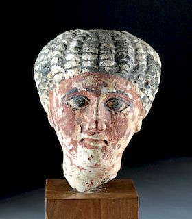 Romano-Egyptian Polychrome Limestone Bust