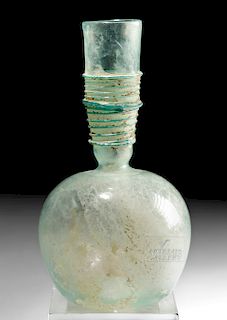 Late Roman / Byzantine Glass Flask w/ Thin Trailing