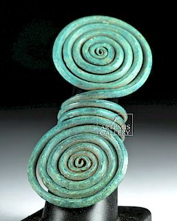 Fine Hallstatt Bronze Double Spiral Hair Ring
