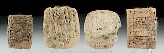 Lot of 4 Mesopotamian Terracotta Cuneiform Tablets