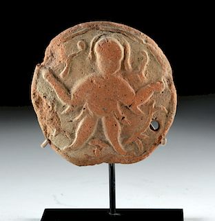 Gandharan Terracotta Molded Disc with Figure