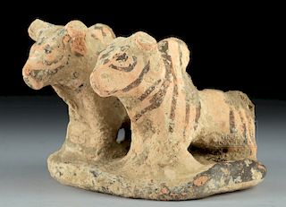 Rare Indus Valley Pottery Figure Twin Bulls,  TL Tested