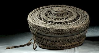 Large 19th C. Philippine Bronze Gong w/ Woven Case