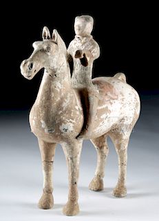 Chinese Han Dynasty Pottery Horse and Rider