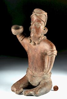 Colima Pottery Seated Male Figure