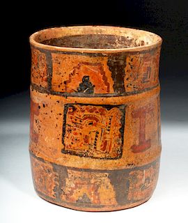 Mayan Ulua Valley Pottery Cylinder - Kukulkan