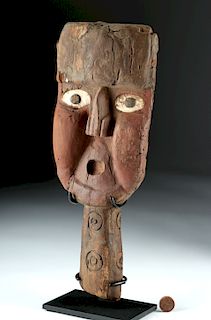 Huari Painted Wood Mask w/ Shell Inlay Eyes