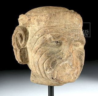 Aztec Volcanic Stone Head - Scarification Marks on Face