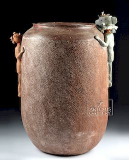 Large 20th C. Southwest Hopi Pottery Vessel w/ Kachinas