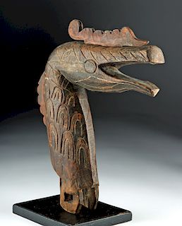 20th C. African Igbo Wood Granary Protector - Rooster