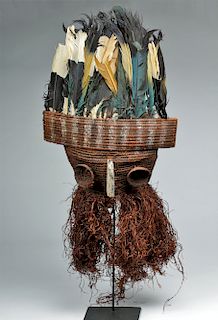 Early 20th C. African Pende Woven Headdress