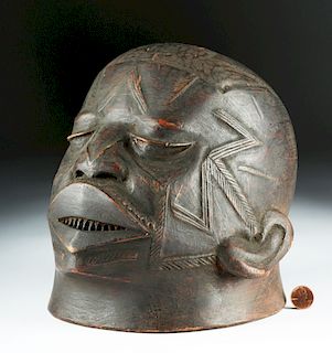 20th C. African Makonde Wooden Helmet Mask