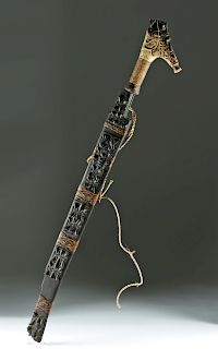 19th C. Dayak Mandau Sword w/ Bone Handle