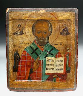 19th C. Russian Icon of Saint Nicholas