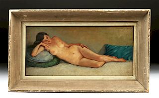 Framed Early 20th C. American Painting of Female Nude