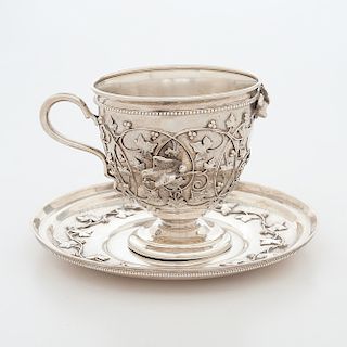 Rare Tiffany & Co. Sterling Bird and Ivy Pattern Cup and Saucer