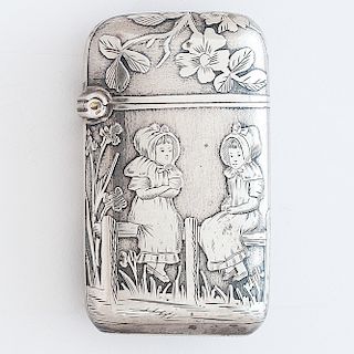 French Sterling Floral Match Safe