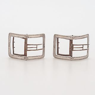 Early American Coin Silver Shoe Buckles, Daniel Dupuy