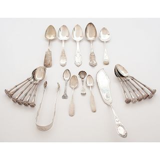 James Bingham Coin Silver Spoons and Other Flatware, Plus