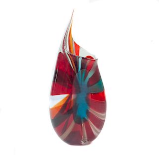Afro Celotto. Jarrón. Elaborado en cristal Murano multicolor. Diseño orgánico de gota. Firmado y fechado 2012.