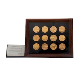 Colección de medallas de Van Gogh. Años 70. De la Franklin Mint de México. En bronce con vermeil. Con certificado. Piezas: 12