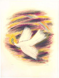 Rubin,   Reuven,   Israeli 1893-1974, 'II" (And the dove came in to him in the evening) from the "Visions of the Bible" suite of 12 original lithograp