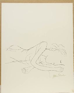 Shahn, Ben,  American (1898 - 1969)," Of Light, White Sleeping Women in Childbed" from the "Rilke Portfolio", 