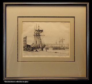 Wright, Redmond Stephens,   American (1903 - 1991), (Sailing Ship at Wharf), 