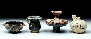 Lot of 4 Greek Apulian Pottery Vessels