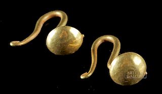 Roman Gold Round Disc Earrings - 5.6 grams