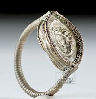 Roman Silver Ring w/ Head of Medusa in Relief