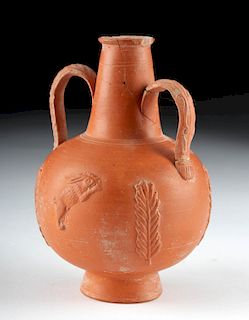 Roman North Africa Redware Amphoriskos w/ Rabbit & Lion