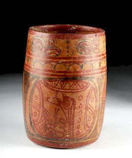 Mayan Copador Polychrome Cylinder Vessel