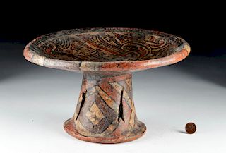 Cocle Pottery Pedestal Dish - Two-Headed Saurian
