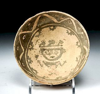 Chancay Bichrome Pottery Bowl - Standing Figure