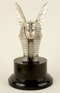 ART DECO SIGNED NICKEL PLATED AUTO MASCOT 1930