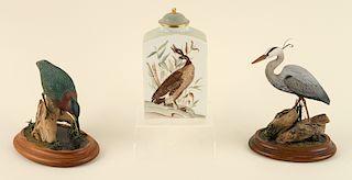 3 COLLECTIBLE ITEMS JAN FITCH CARVED WOOD BIRDS