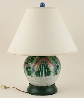 ASIAN STYLE COVERED JAR CONVERTED TO LAMP
