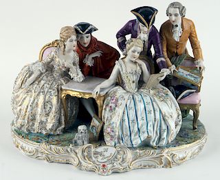 MARKED L. LONGHI HAND PAINTED FIGURAL GROUP
