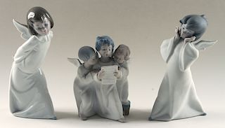 COLLECTION 3 LLADRO PORCELAIN ANGELS MARKED